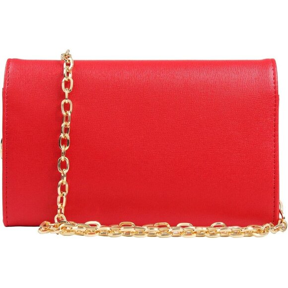 🆕Women Red Clutch Purse Evening Bag Envelope With Detachable Chain Handbag - Picture 2 of 7